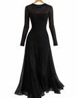 Mila - Losvallende Maxi Jurk met Zwarte mesh