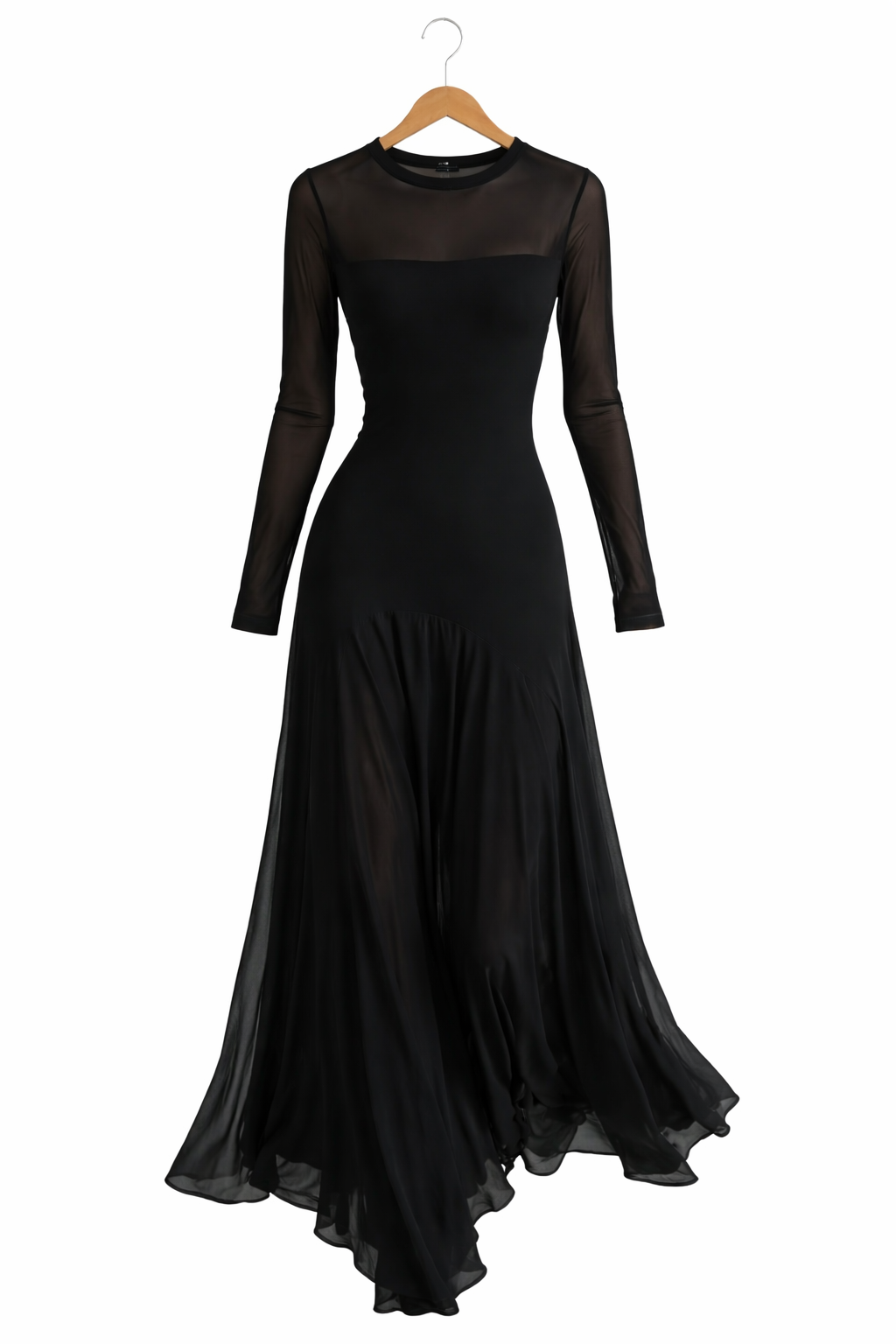 Mila - Losvallende Maxi Jurk met Zwarte mesh