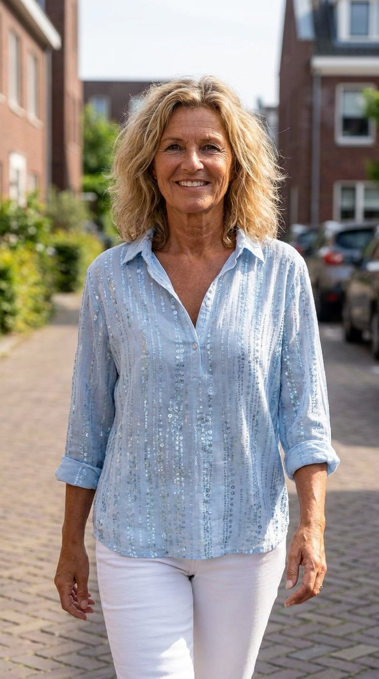 Aletta | Glanzende gestreepte blouse