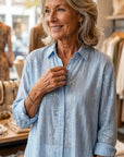 Aletta | Glanzende gestreepte blouse