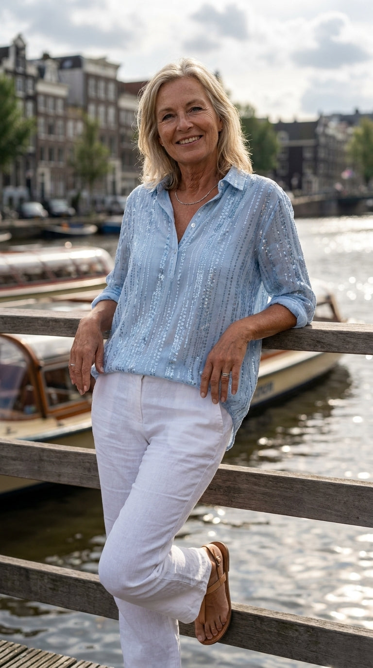 Aletta | Glanzende gestreepte blouse