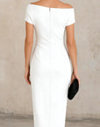 Elegante Korte Mouw Slim-fit Plissé Midi Jurk