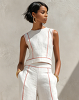 Willeke | Witte set met mouwloze top en brede broek