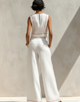 Willeke | Witte set met mouwloze top en brede broek