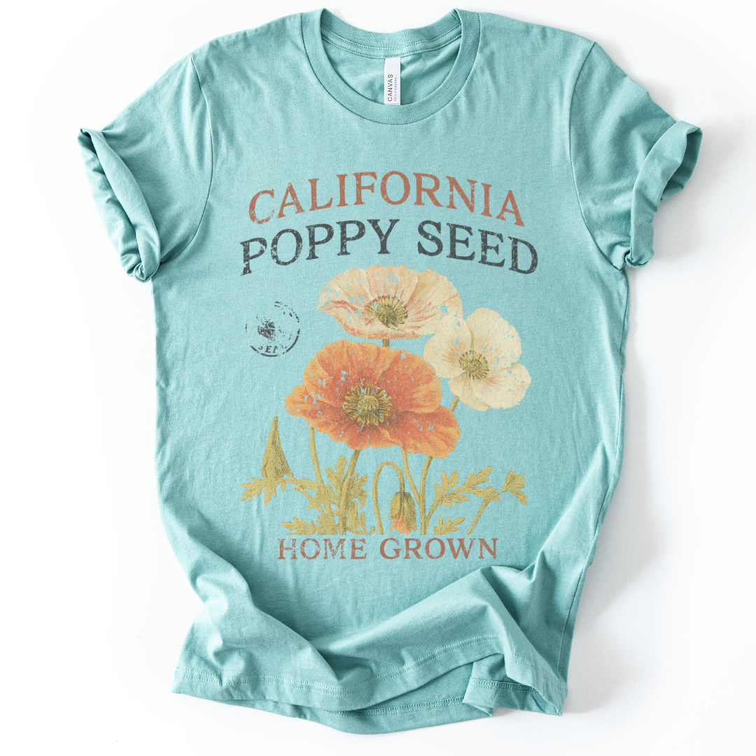 Papaverzaad, Vervaagde Vintage Print - Bella Canvas Super Zachte Standaard Fit T-shirt