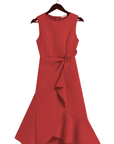 Rode Mouwloze Midi Elegante A-lijn Jurk met Taille Twist voor Dag-naar-Nacht
