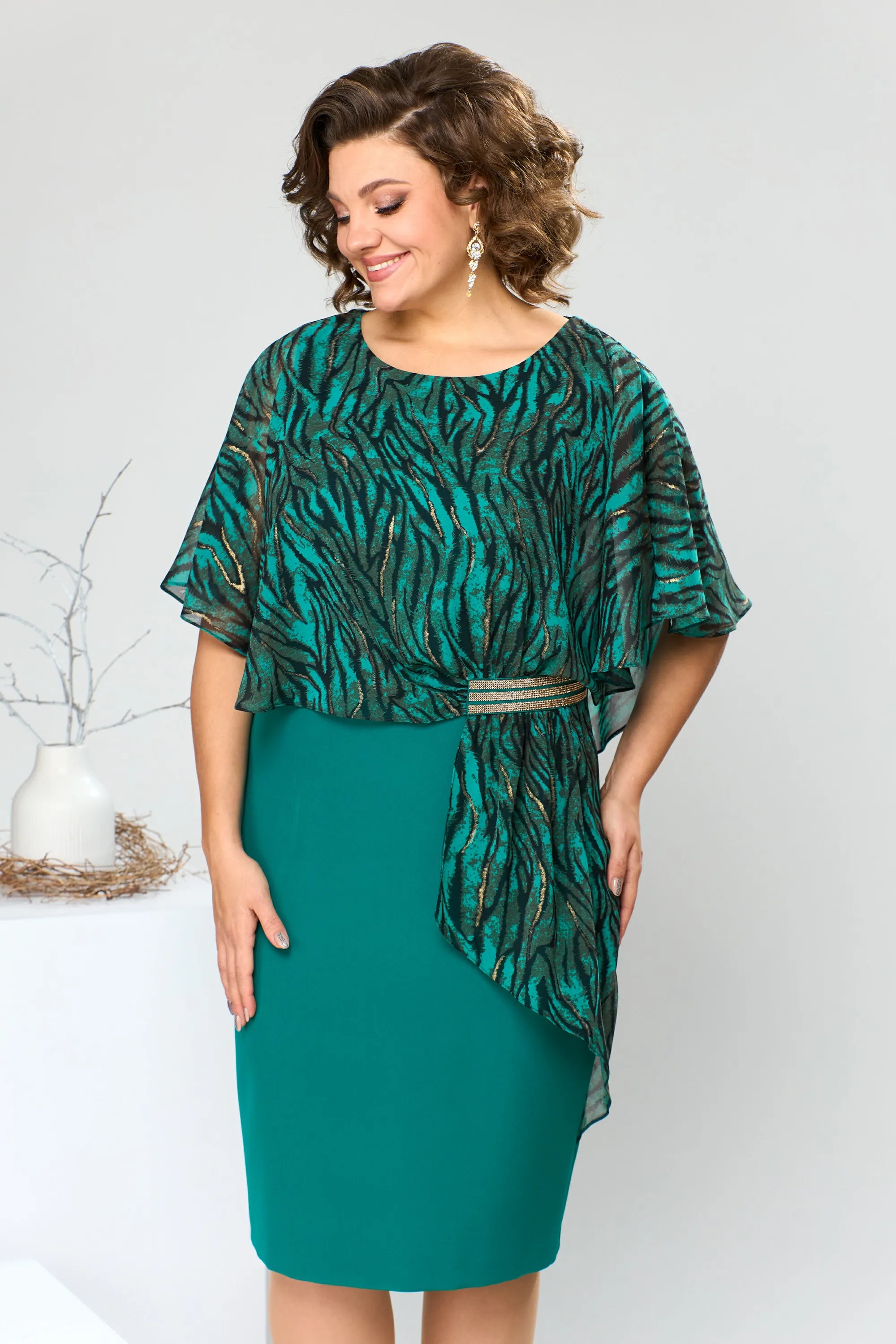Jolanda - Chique knielange Chiffon Jurk
