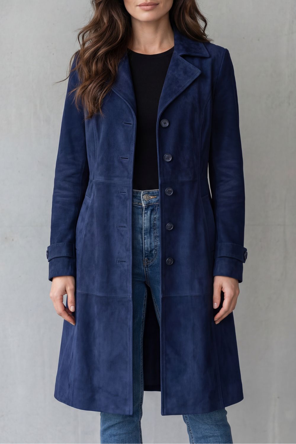 Brigitte | Vintage-Mokafinish – Lange jas