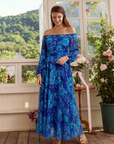 Aspen | Maxi Jurk met Ontblote Schouders en Bloemen