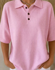 Gisela | Comfortabele Wafel Polo Blouse