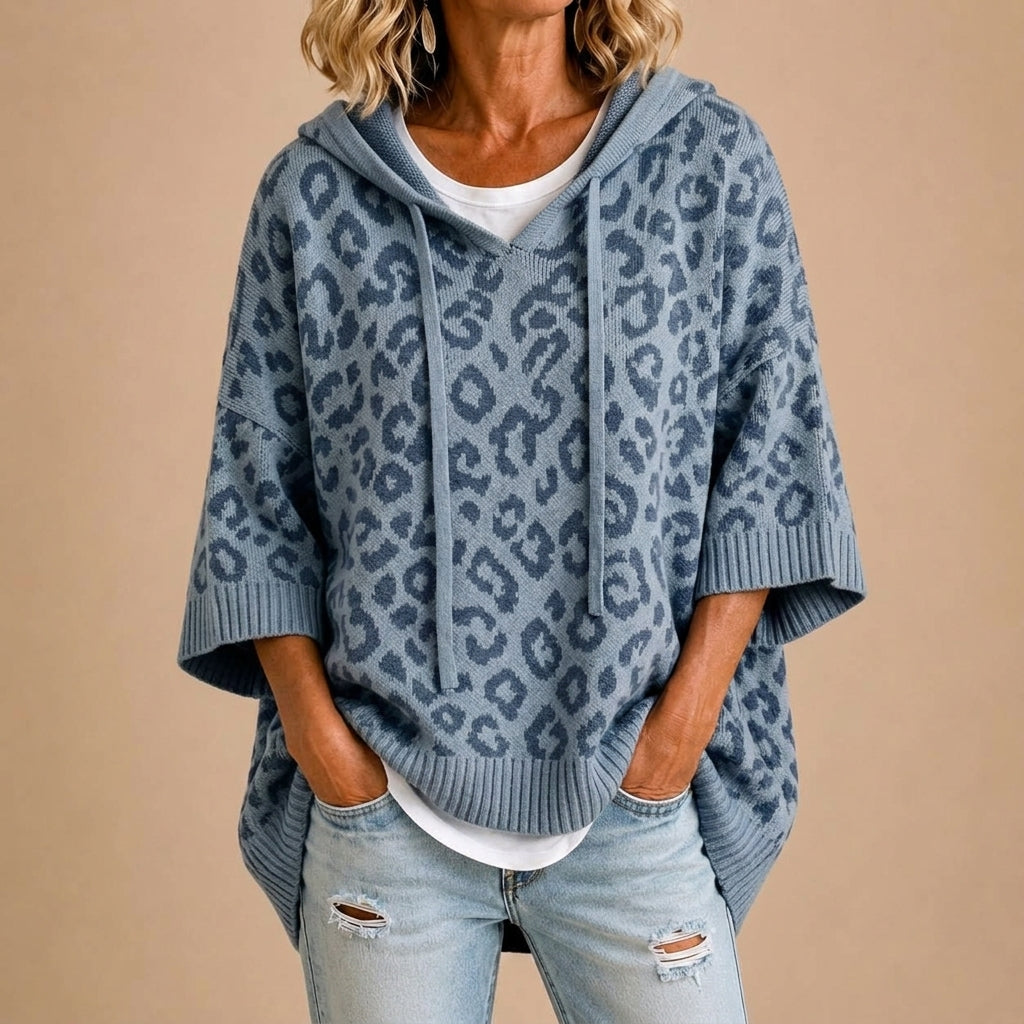 Filomena | Brede gebreide poncho met capuchon