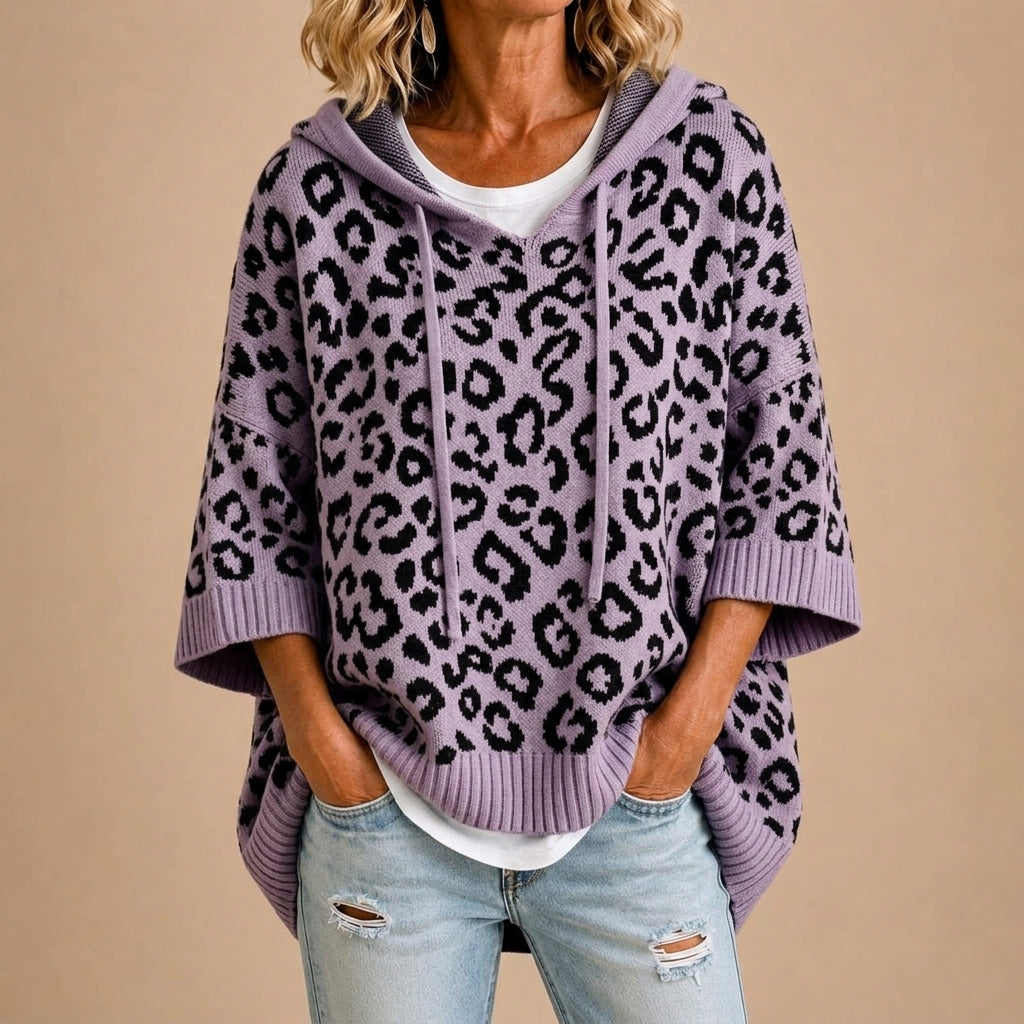 Filomena | Brede gebreide poncho met capuchon