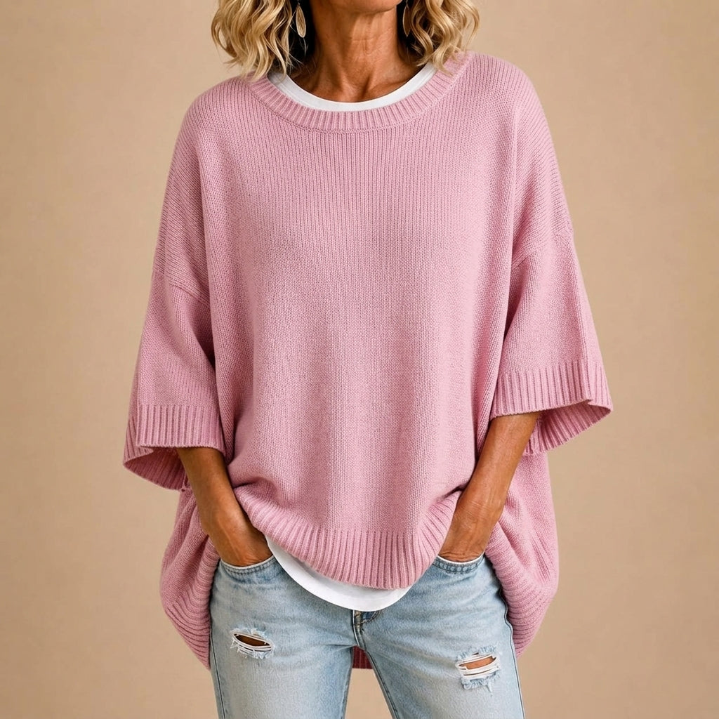 Nerea | Loszittende gebreide poncho zonder capuchon