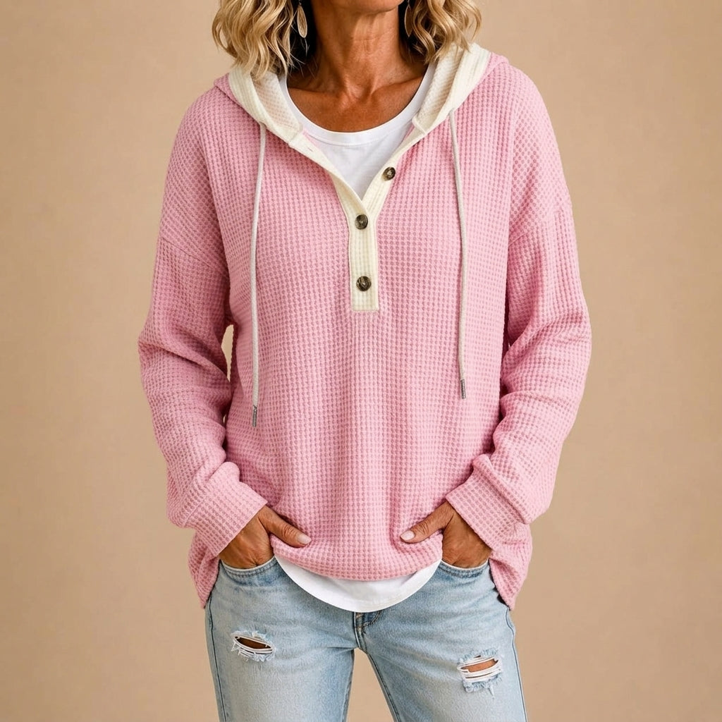 Fenella | Brede gebreide poncho met capuchon