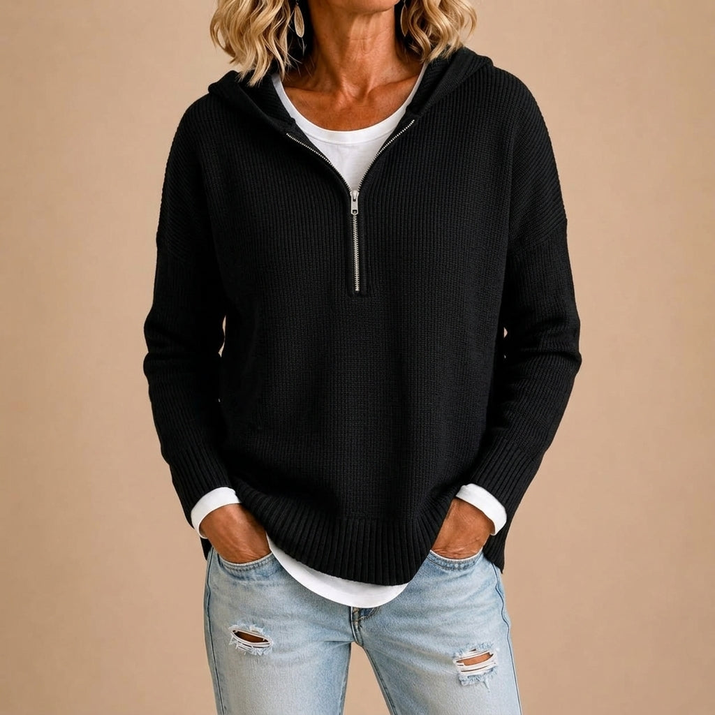Rosana | Brede gebreide poncho met capuchon
