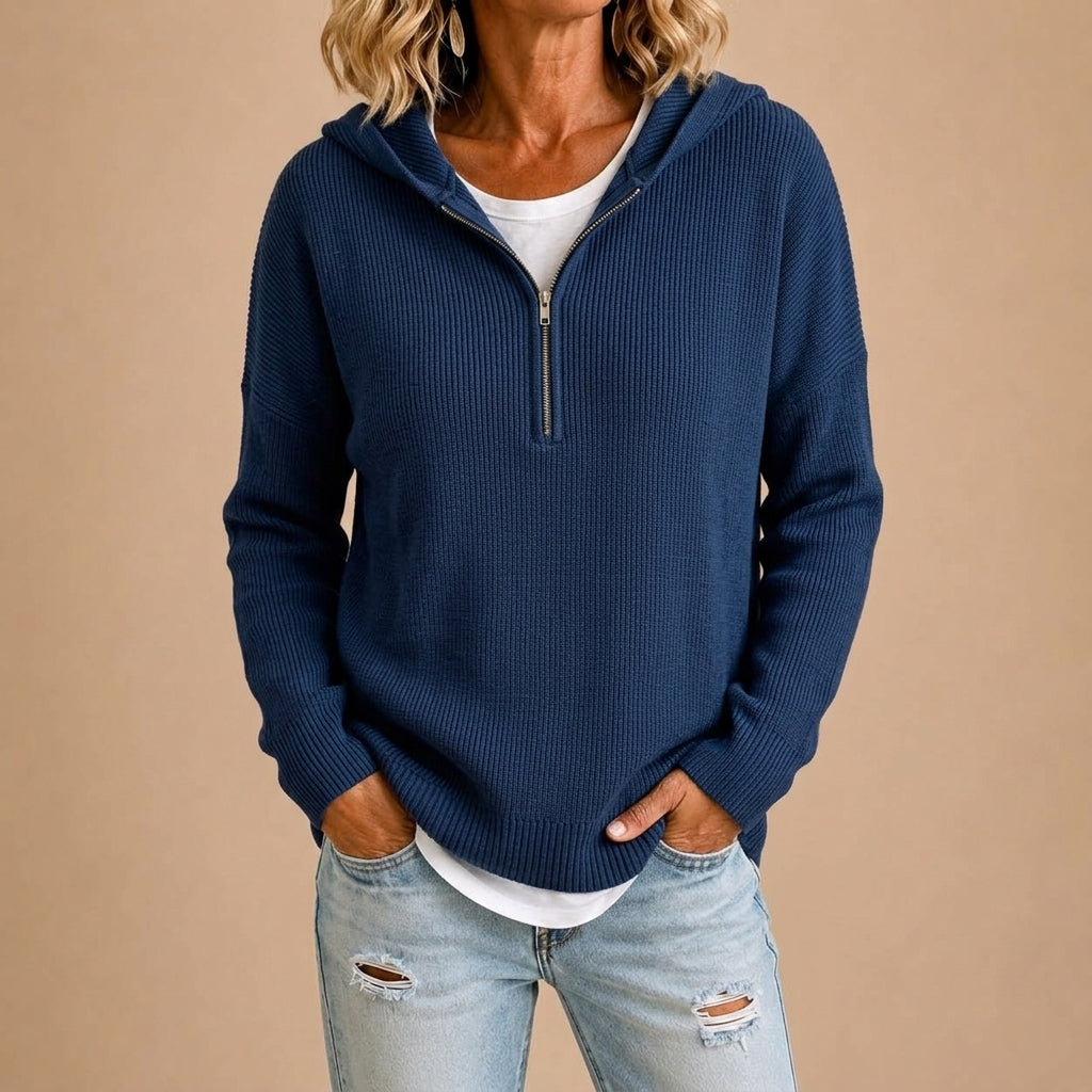 Rosana | Brede gebreide poncho met capuchon