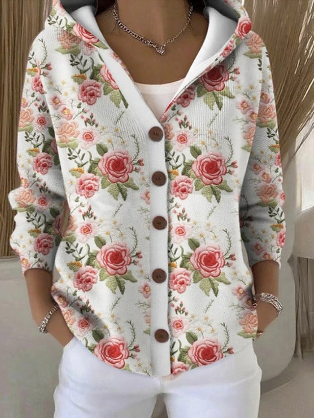 Abril | Bedrukte cardigan met capuchon