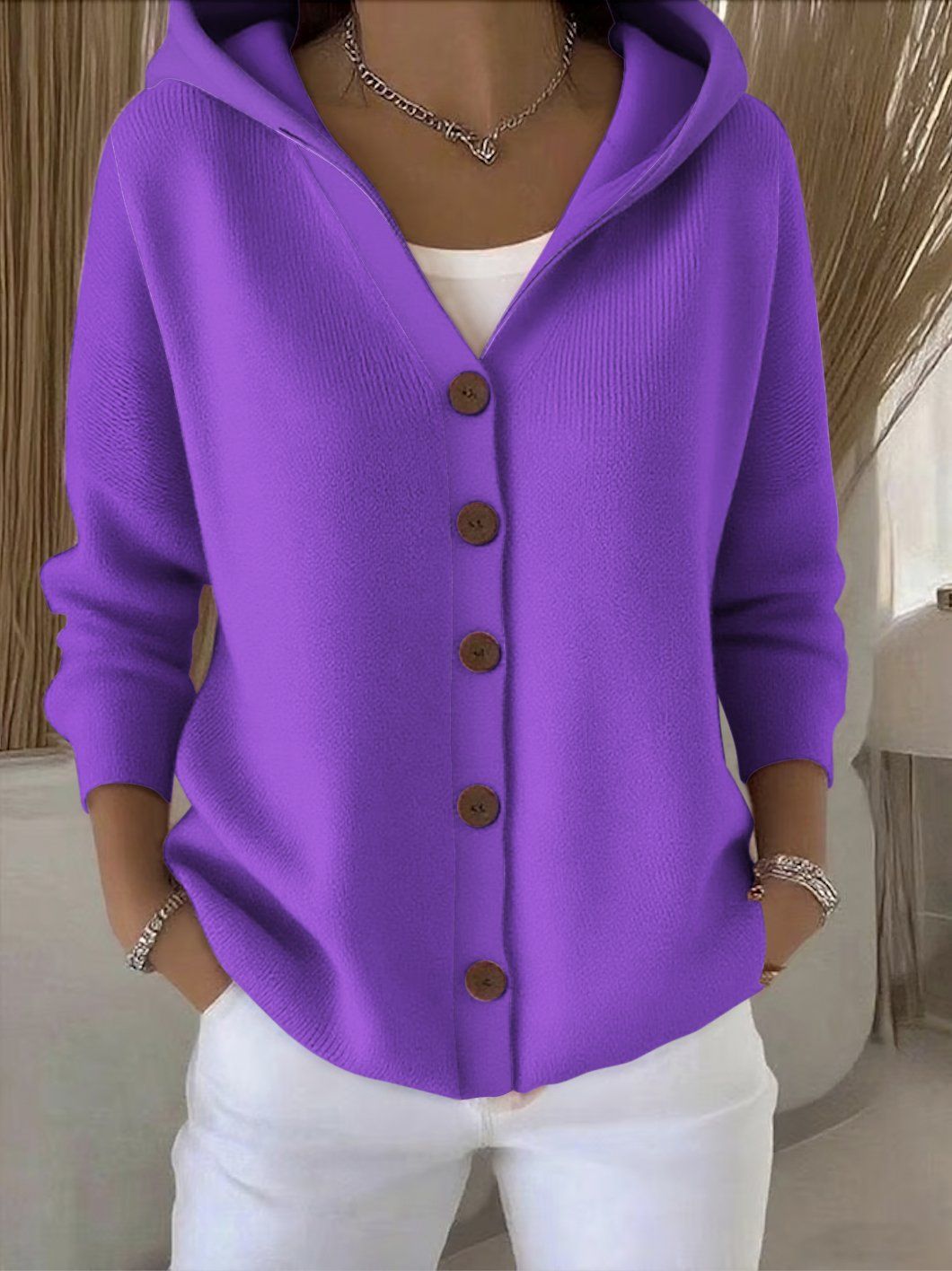 Smaragda | Lichtgewicht gebreide cardigan met capuchon