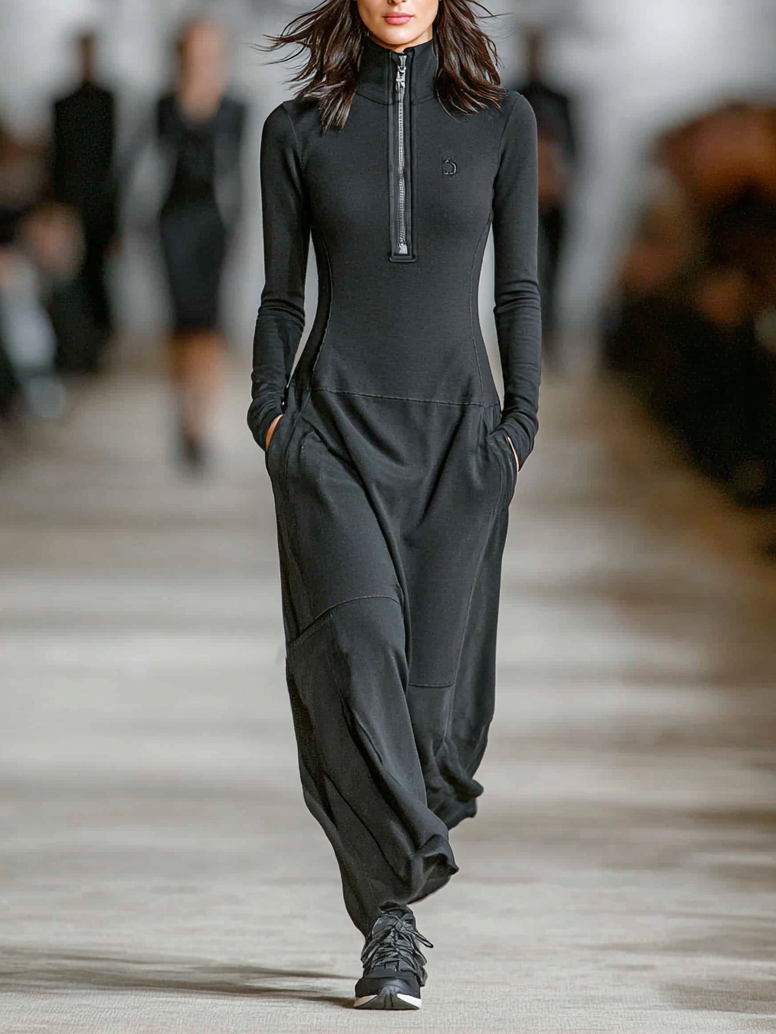 Lies | Maxi-jurk met hoge hals en zachte afwerking