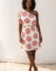 Sienna - One-shoulder Zomerjurk met rode print