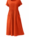 Linda - Comfortabele Midi Jurk met Steekzakken