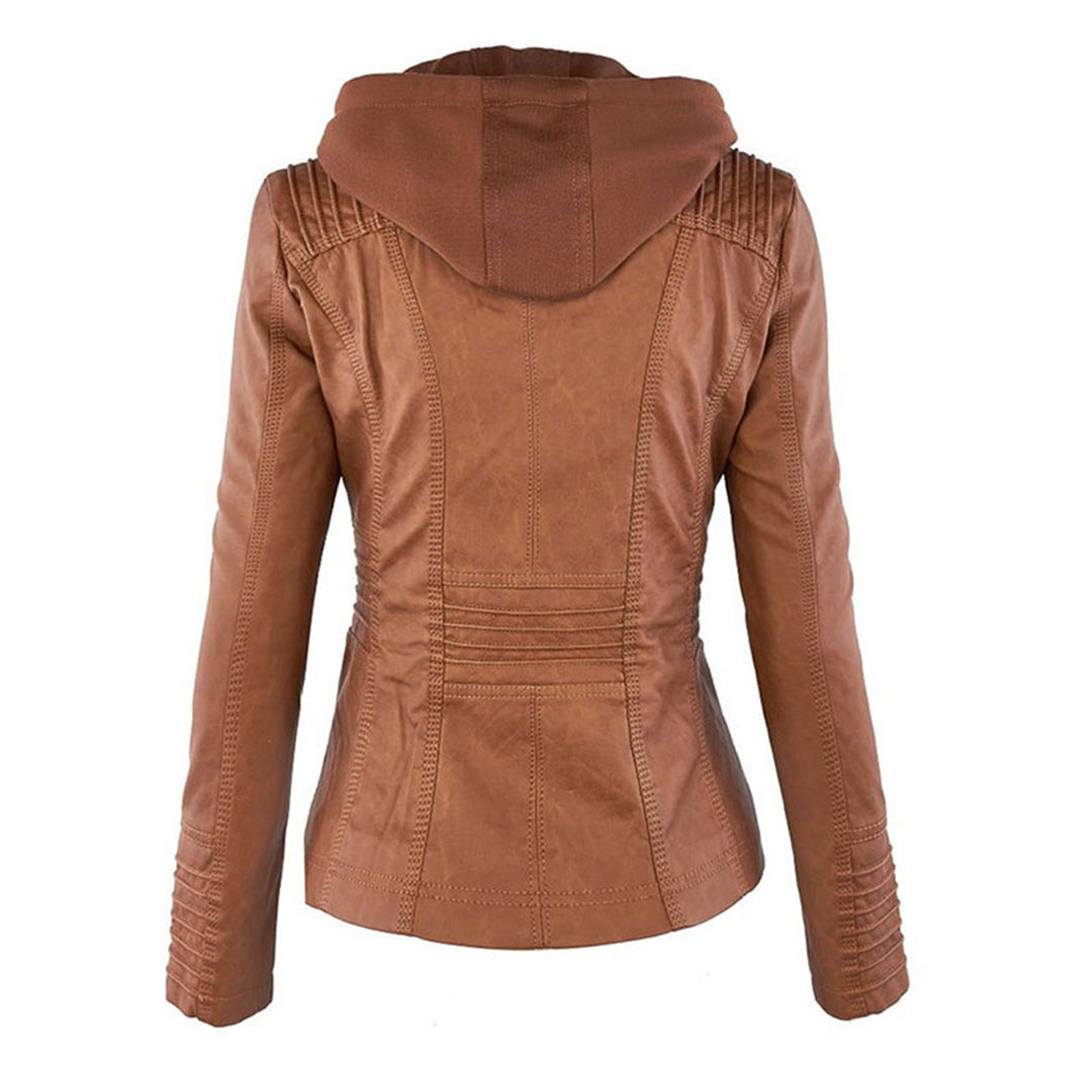 Melissandre | Getailleerde leren jas met capuchon
