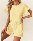 Britt | Casual set met rimpeling en knoopdetails