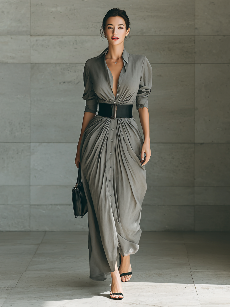 Kelly - Lange plissé jurk