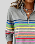Prismette™ | Kleurrijke Gestreepte Quarter-Zip Sweatshirt