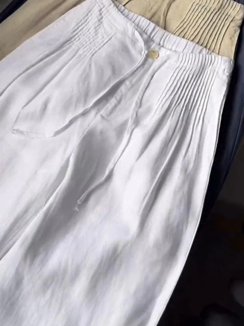 Feline | Brede Pantalon in Katoen en Linnen Mix