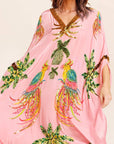 Unieke Jurk met Drop Shoulder Mouwen en Kokosnootboomprint