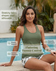 Bedekking En Bikini Crisscross Mouwloos Topje + Koorddruk Geprinte Broek Voor