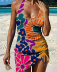 Fiesta – Grafische bloemen tankini met short, effect platte buik