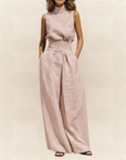 Naomi - Minimalistische tanktop en brede broek set