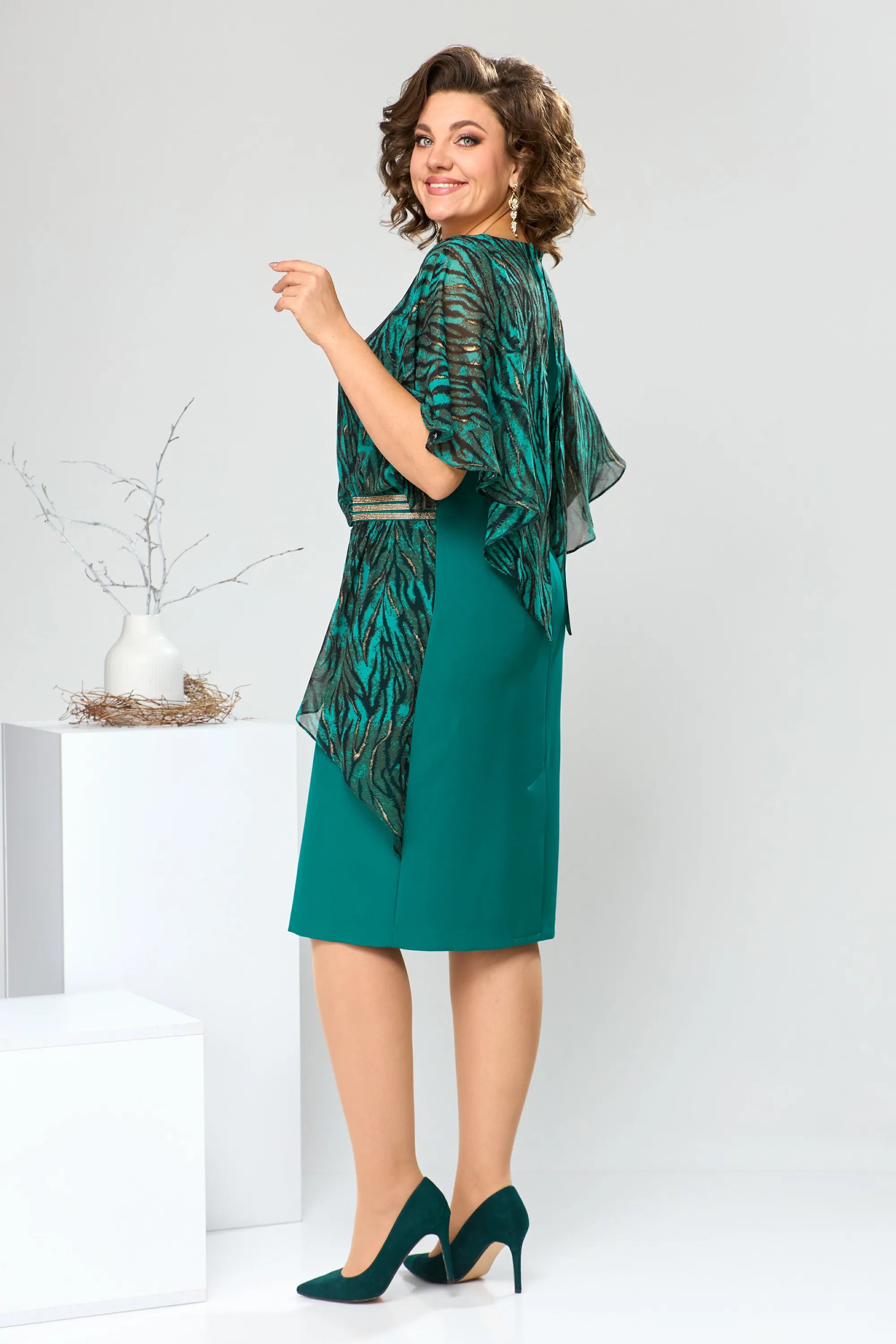Jolanda - Chique knielange Chiffon Jurk