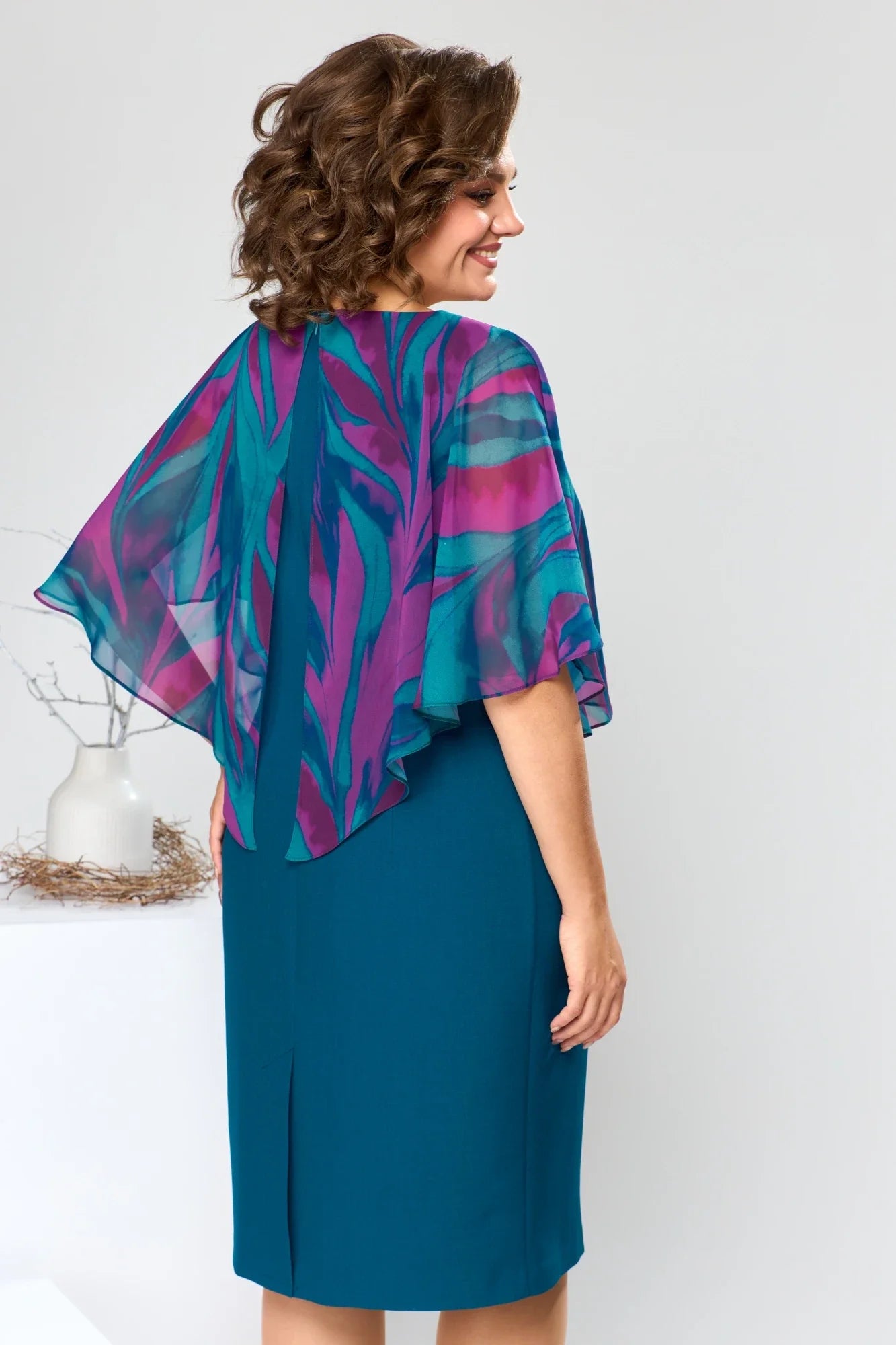 Jolanda - Chique knielange Chiffon Jurk
