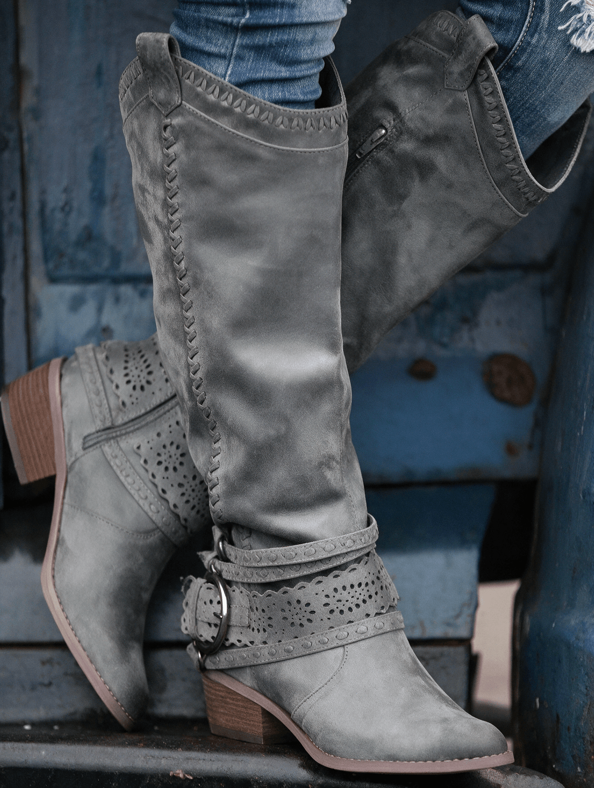 Laurette | Westernlaarzen met gespen