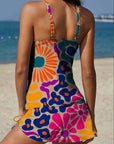 Fiesta – Grafische bloemen tankini met short, effect platte buik