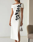 Chique Bloemenprint Bootnek Midi Jurk