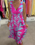 Regina - Mouwloze Midi Jurk met V-Hals Elastische Taille