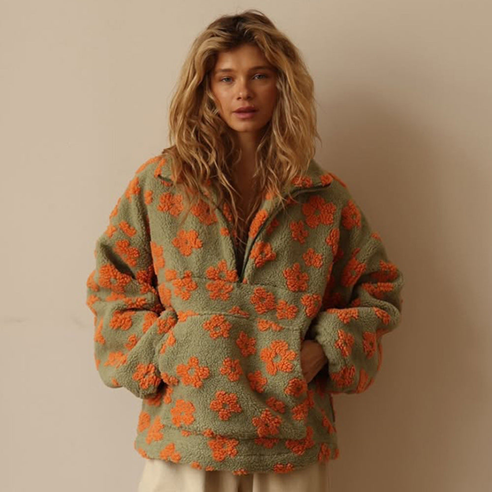 Marcia | Fleece Trui met Revers en Ritssluiting
