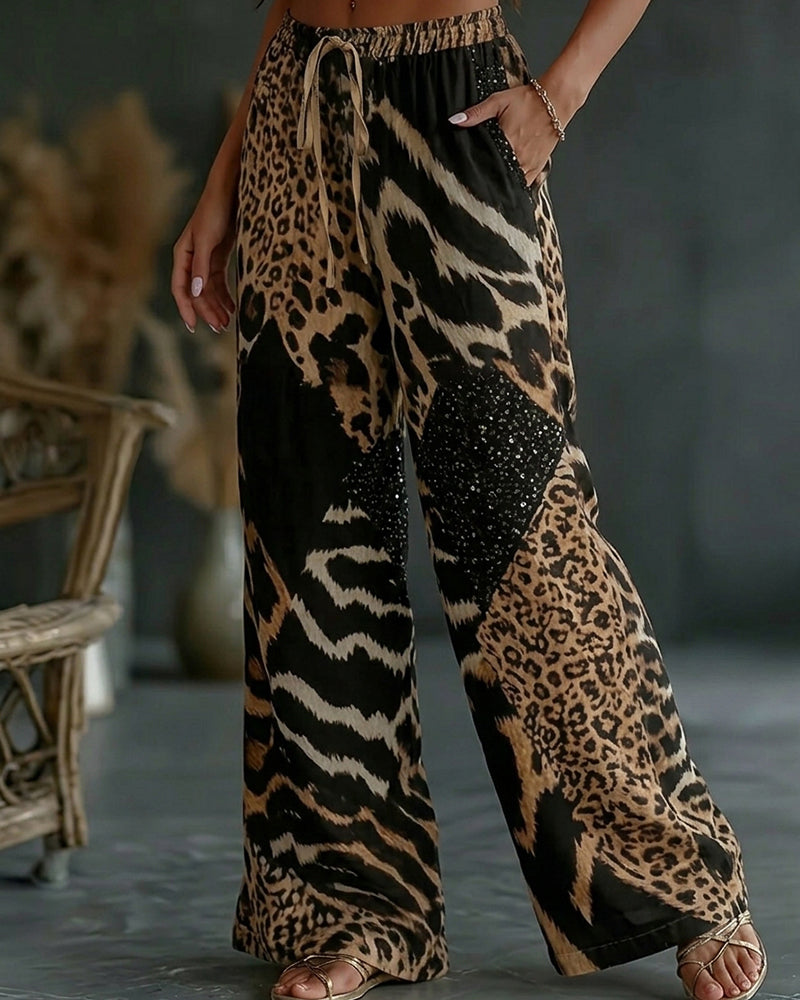 Christa | Comfortabele broek met luipaard print