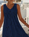 Rianne | Mouwloze Jurk met V-Hals en Print