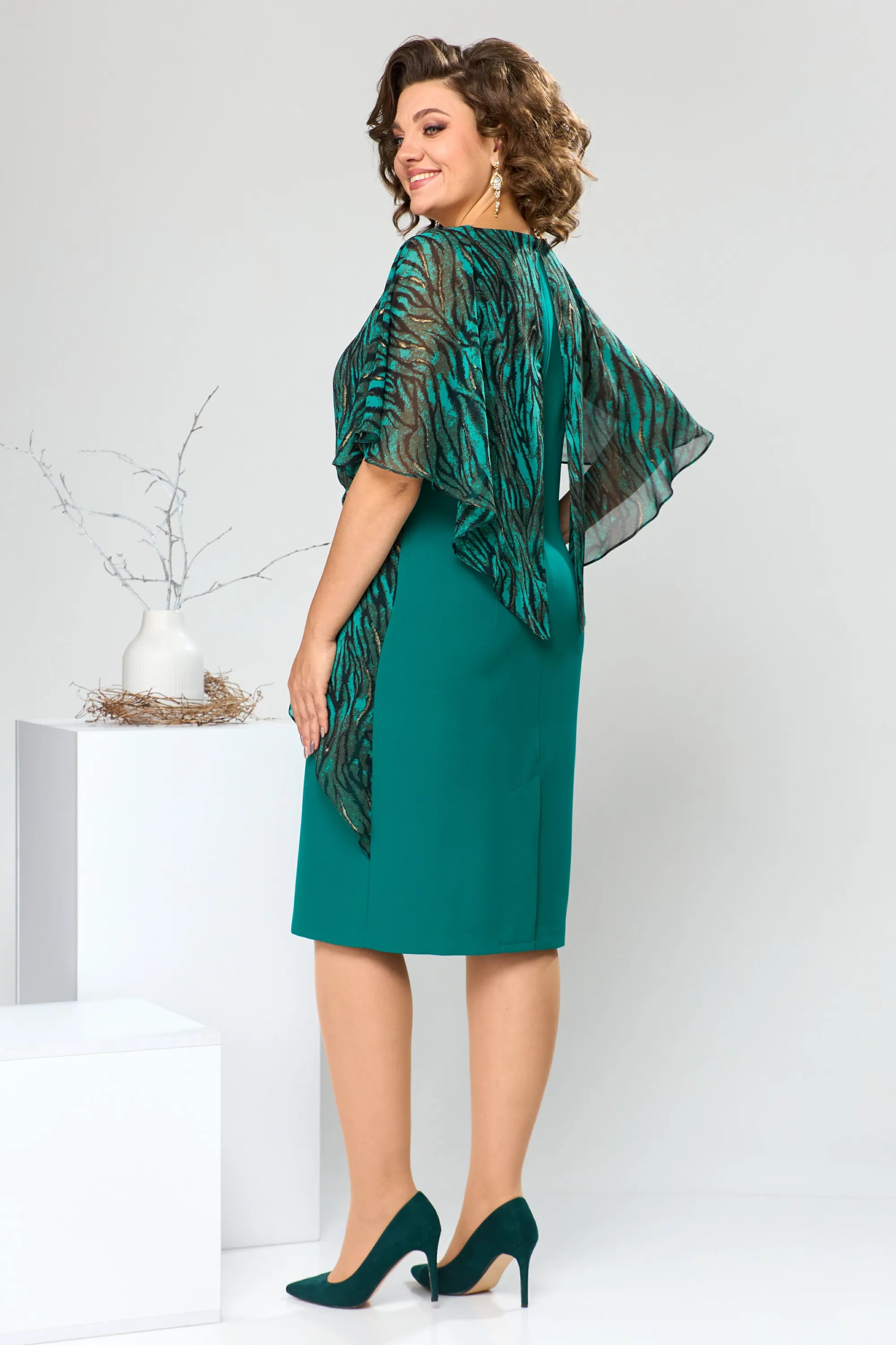 Jolanda - Chique knielange Chiffon Jurk