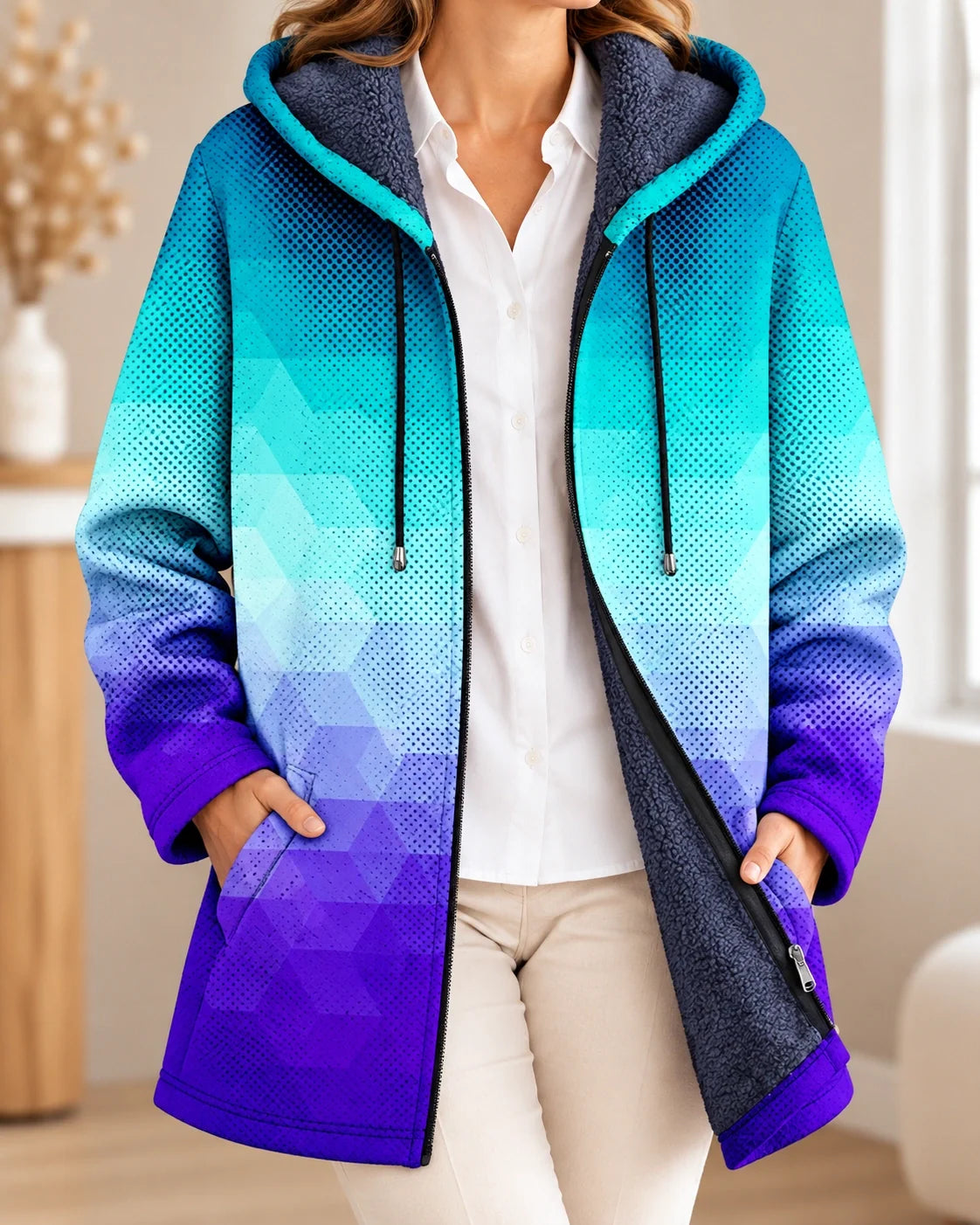 Marion | Blauw paarse artistieke cardigan met