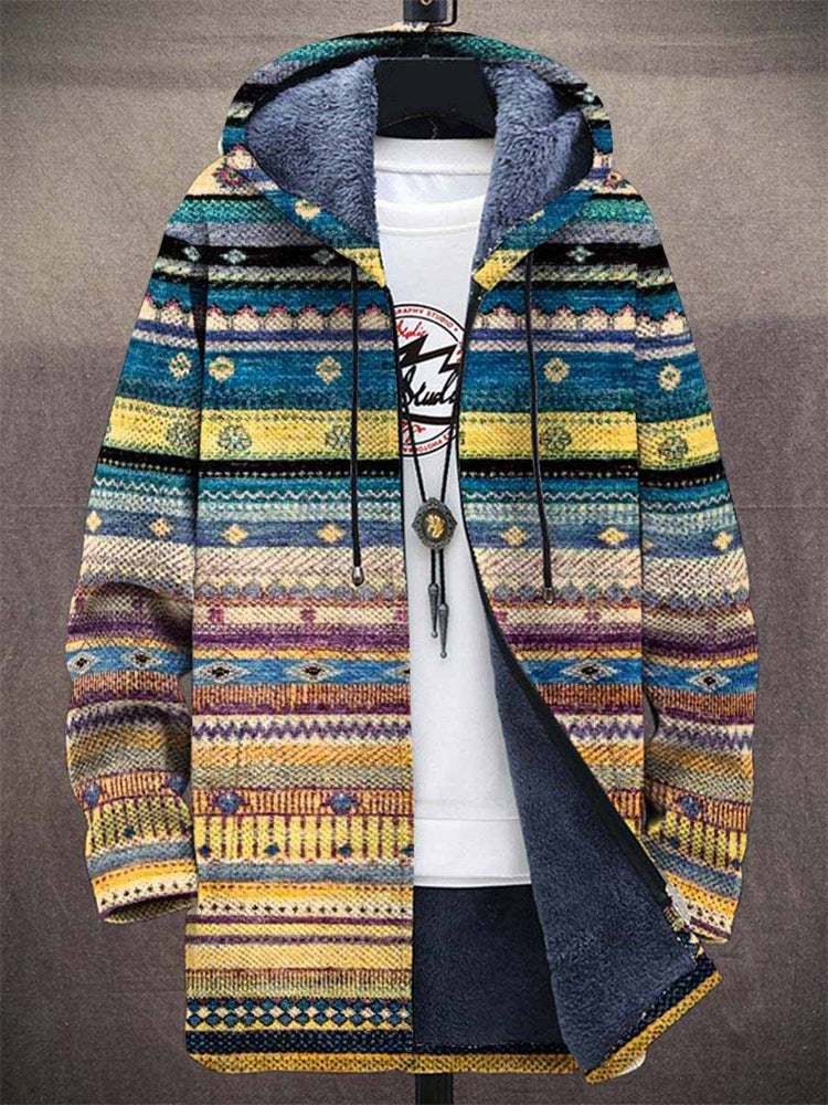 Emmanuelle | Kunstzinnige bedrukte cardigan met capuchon