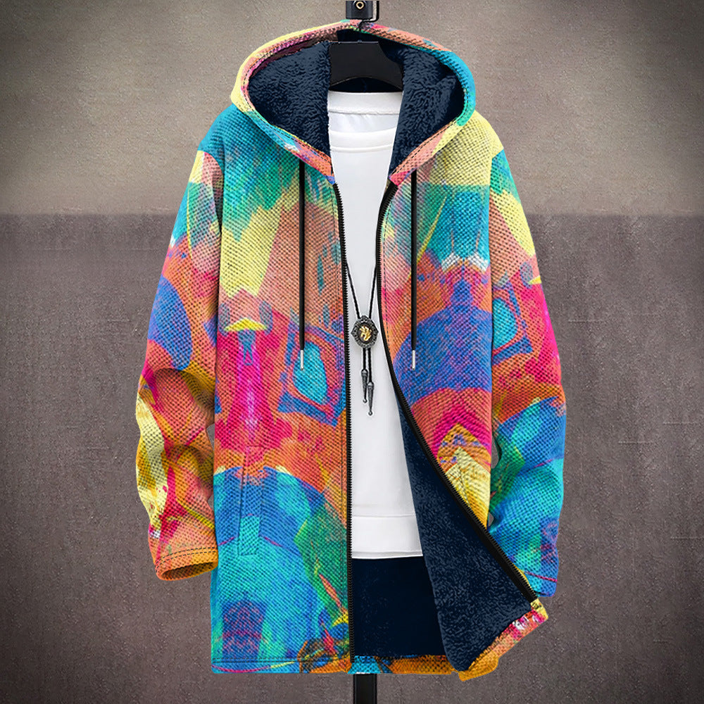 Alexandrine | Gekleurde warme cardigan met capuchon