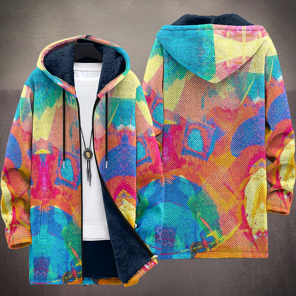 Alexandrine | Gekleurde warme cardigan met capuchon