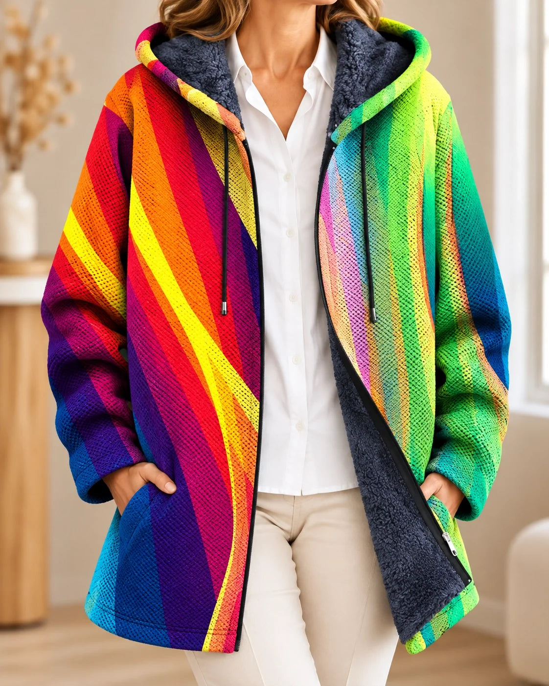 Isaure | Kleurrijke warme hoodie cardigan