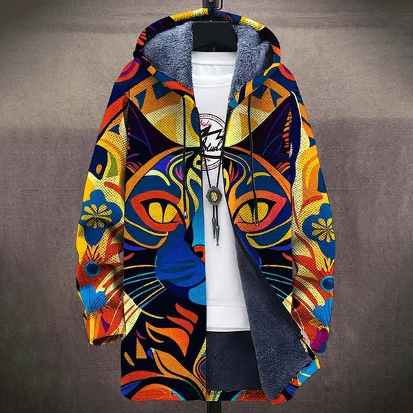 Albane | Kunstzinnige kleurrijke cardigan met capuchon